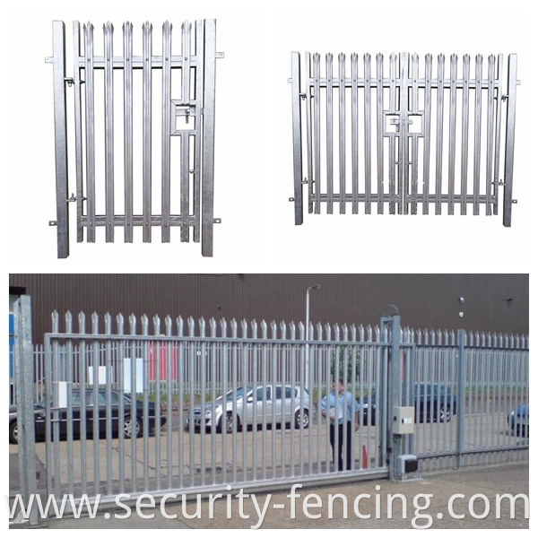 BS1722-12 Three Rail Bend Top W Pale Powder Coated High Security Steel Galvanized Palisade Fence for Telecom Pump Station Power Substation